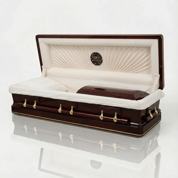Longevity | Full Couch Cherry Casket with Carved Top