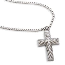 Stainless Steel - Etched Cross Pendant - Model #097