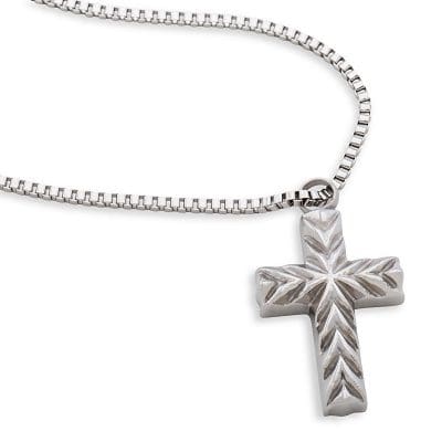Stainless Steel - Etched Cross Pendant - Model #097