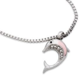 Stainless Steel - Pink Dolphin Pendant - Model #091