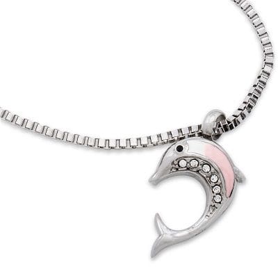 Stainless Steel - Pink Dolphin Pendant - Model #091