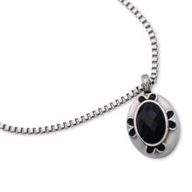Stainless Steel - Oval Gem Pendant - Model #070
