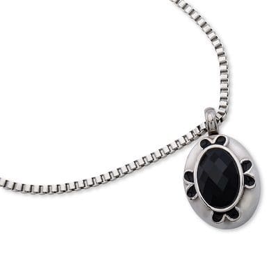 Stainless Steel - Oval Gem Pendant - Model #070