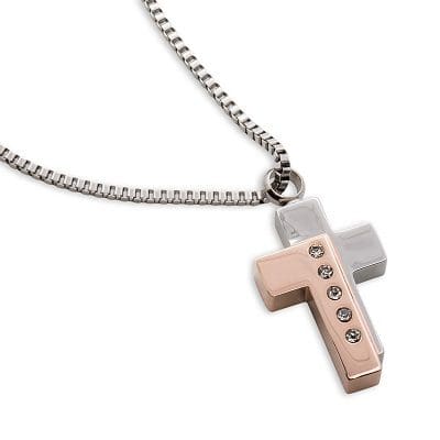 Stainless Steel - Two Tone Cross Pendant - Model #060