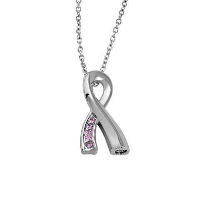Stainless Steel - Pink Diamond Ribbon Pendant - Model #046