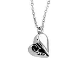 Stainless Steel - Black & White Heart Pendant - Model #041