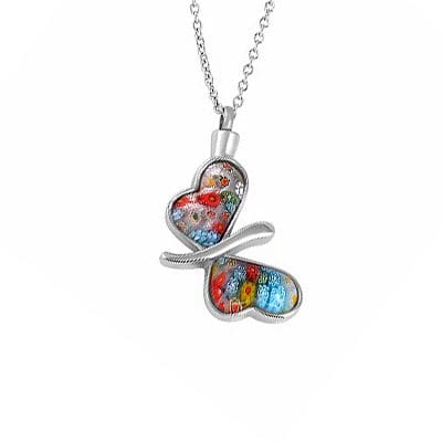 Stainless Steel - Murano Butterfly Pendant - Model #034