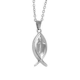 Stainless Steel - Catholic Fish Pendant - Model #024