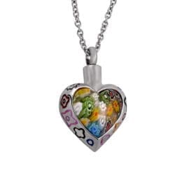 Stainless Steel - Multi-Flower Heart Pendant - Model #010