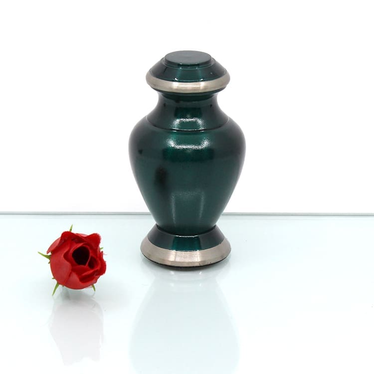 Teal Green Brass Urn - Image 3