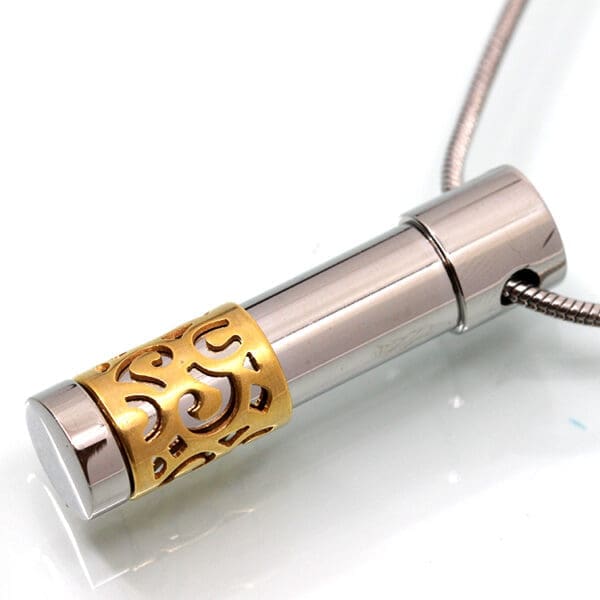 Stainless Steel - Silver & Gold Cylinder Pendant - Model #127