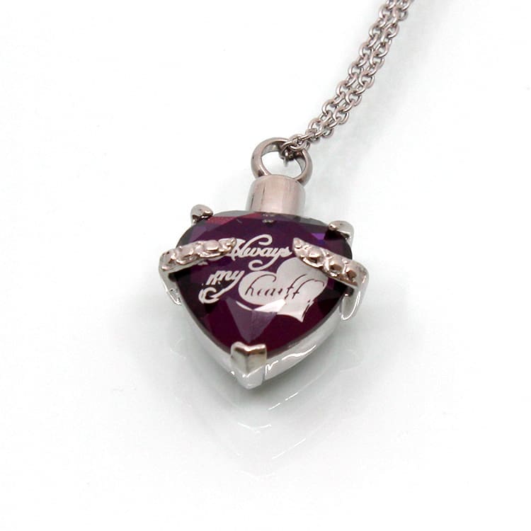 Stainless Steel - Purple Always In My Heart Pendant - Model #143