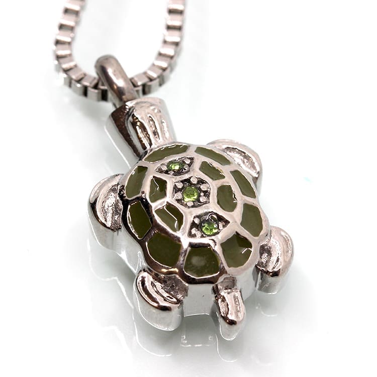 Stainless Steel - Green Turtle Pendant - Model #136