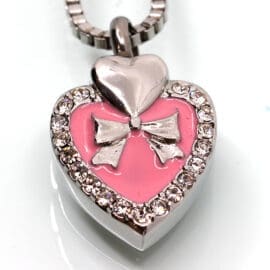 Stainless Steel - Pink Ribbon Heart Pendant - Model #140