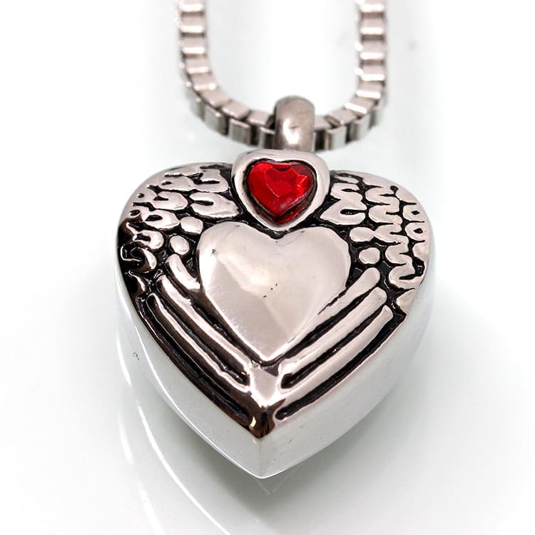 Stainless Steel - Ruby Heart Pendant - Model #133