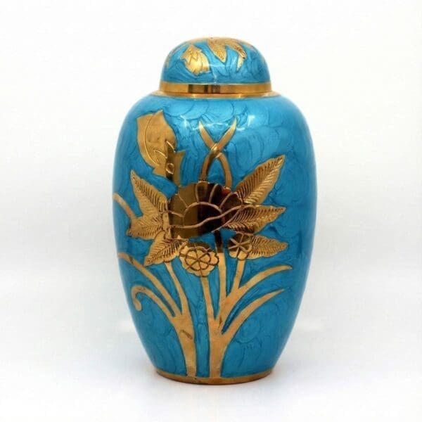 Painted Blue & Gold Flowers