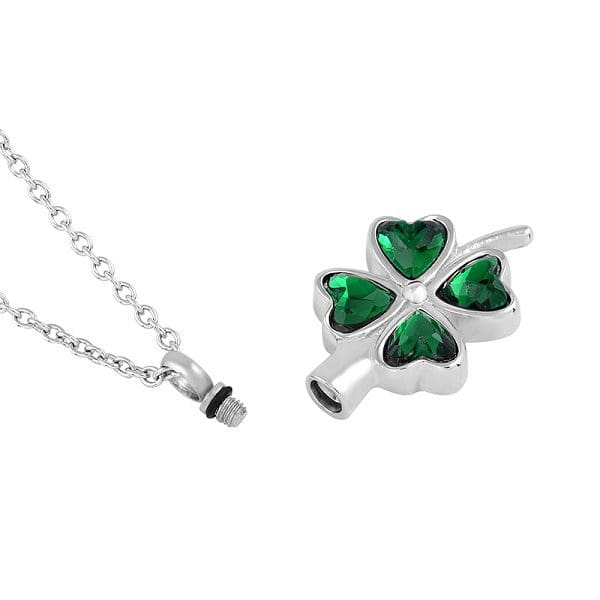 Stainless Steel - Green Clover Pendant - Model #084 - Image 2