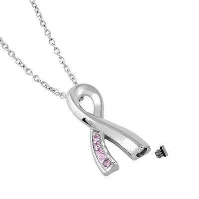 Stainless Steel - Pink Diamond Ribbon Pendant - Model #046 - Image 2