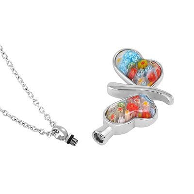 Stainless Steel - Murano Butterfly Pendant - Model #034 - Image 2