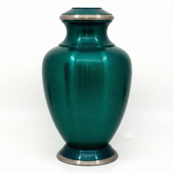 Teal Green Brass Urn