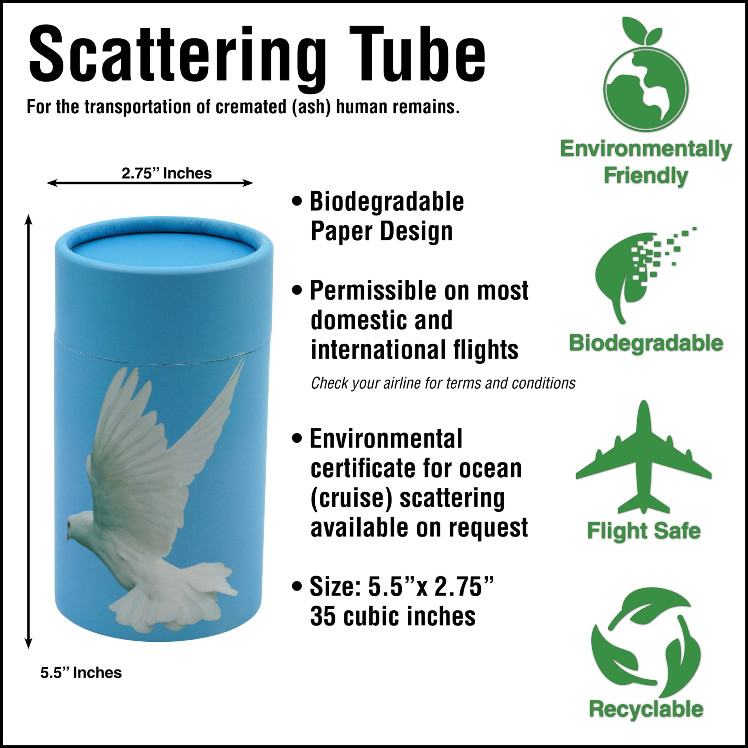 Ascending Dove Scattering Tube (Mini 5.5