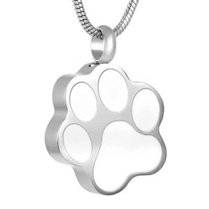 Stainless Steel - Paw White Pendant - Model #169