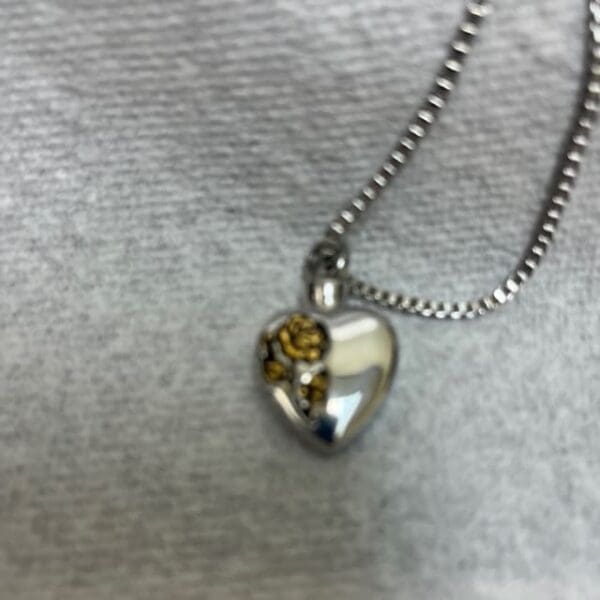 Stainless Steel - Silver Heart with Gold Rose Pendant - Model #149