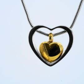 Stainless Steel - Two Tone Double Heart Pendant - Model #150