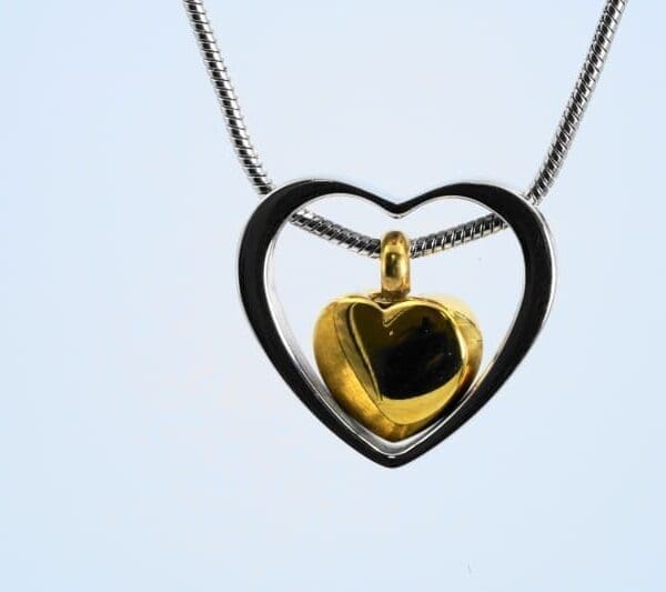 Stainless Steel - Two Tone Double Heart Pendant - Model #150