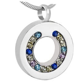 Stainless Steel - Circle with Multi Stones Pendant - Model #153