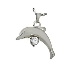Stainless Steel - Dolphin with Stone Pendant - Model #154