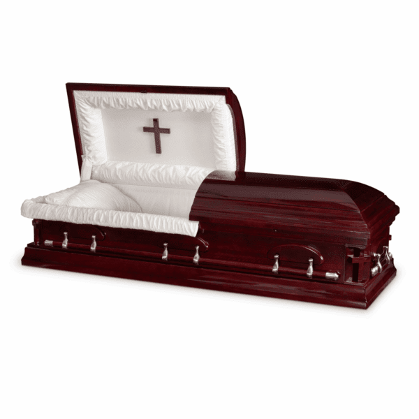Cross Emblem | Mahogany Wood Casket